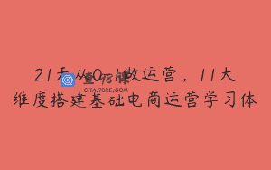 21天从0-1做运营，11大维度搭建基础电商运营学习体