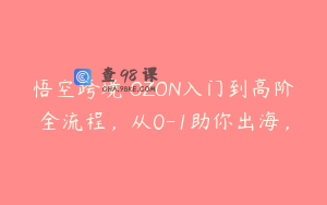 悟空跨境・OZON入门到高阶全流程，从0-1助你出海，