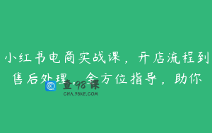 小红书电商实战课，开店流程到售后处理，全方位指导，助你