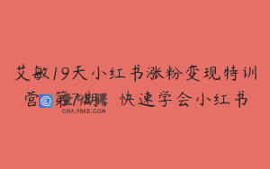 艾敏19天小红书涨粉变现特训营-第7期，快速学会小红书