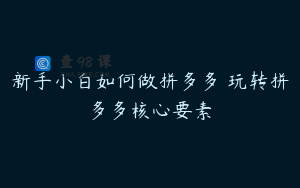 新手小白如何做拼多多 玩转拼多多核心要素