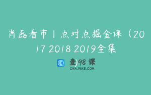 肖磊看市丨点对点掘金课（2017 2018 2019全集）