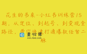 花生的书桌-小红书训练营15期，从定位、到起号、到变现全路径，带你快速打通爆款任督二脉