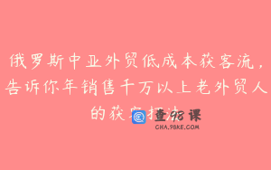 俄罗斯中亚外贸低成本获客流，告诉你年销售千万以上老外贸人的获客打法