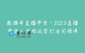 数据哥直播带货－2023直播带货人货场运营打法实操课