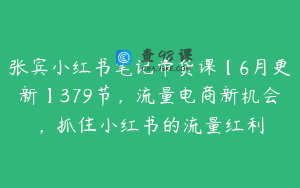 张宾小红书笔记带货课【6月更新】379节,流量电商新机会,抓住小红书的流量红利
