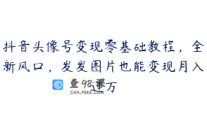 抖音头像号变现零基础教程，全新风口，发发图片也能变现月入过万