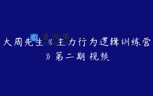 大周先生《主力行为逻辑训练营》第二期 视频