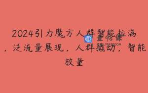 2024引力魔方人群智能拉满，泛流量展现，人群撬动，智能放量