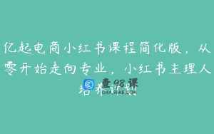 亿起电商小红书课程简化版，从零开始走向专业，小红书主理人培养计划