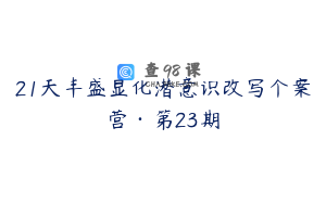21天丰盛显化潜意识改写个案营·第23期