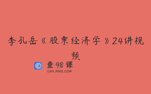 李孔岳《股票经济学》24讲视频