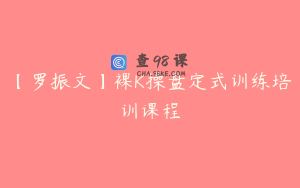 【罗振文】裸K操盘定式训练培训课程