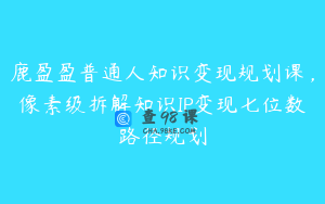 鹿盈盈普通人知识变现规划课,像素级拆解知识IP变现七位数路径规划