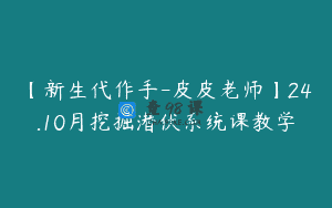 【新生代作手-皮皮老师】24.10月挖掘潜伏系统课教学