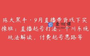 陈大黑牛·9月直播带货线下实操班：直播起号打法，千川系统玩法解读，付费起号思路等