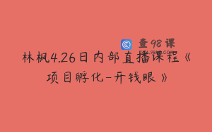 林枫4.26日内部直播课程《项目孵化-开钱眼》