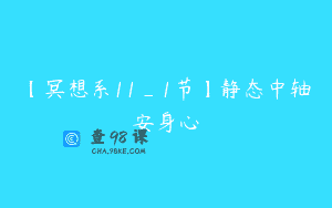 【冥想系11_1节】静态中轴安身心