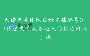天诺老吴团队台妹主播起号0-1快速成长从基础入门到进阶线上课