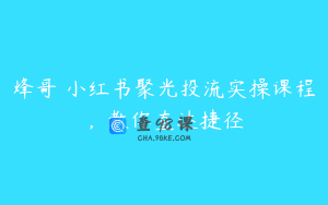 烽哥・小红书聚光投流实操课程，教你直达捷径