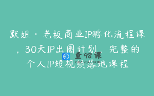 默姐·老板商业IP孵化流程课，30天IP出圈计划，完整的个人IP短视频落地课程