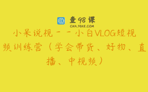 小呆说视－－小白VLOG短视频训练营（学会带货、好物、直播、中视频）