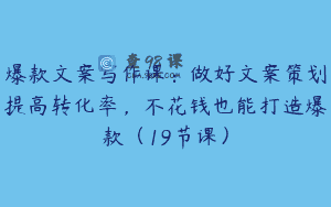 爆款文案写作课：做好文案策划提高转化率，不花钱也能打造爆款（19节课）