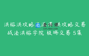 洪榕洪攻略流派课 洪攻略交易战法洪榕学院 极端交易 5集