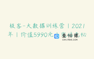 极客-大数据训练营|2021年|价值5990元|完结无秘