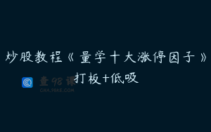 炒股教程《量学十大涨停因子》打板+低吸