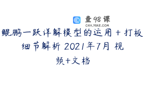鲲鹏一跃详解模型的运用+打板细节解析 2021年7月 视频+文档
