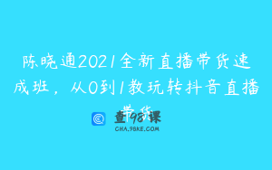 陈晓通2021全新直播带货速成班，从0到1教玩转抖音直播带货