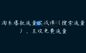 淘系爆款流量实战课(搜索流量),主攻免费流量