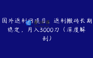 国外返利网项目,返利搬砖长期稳定,月入3000刀(深度解剖)