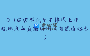 0-1运营型汽车主播线上课_晓晓汽车直播培训（自然流起号）