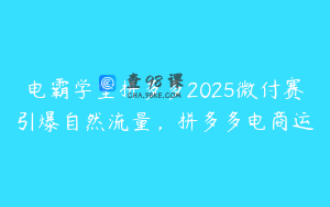 电霸学堂拼多多2025微付赛引爆自然流量，拼多多电商运