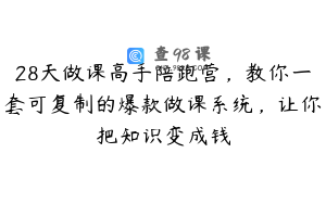 28天做课高手陪跑营，教你一套可复制的爆款做课系统，让你把知识变成钱