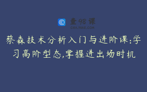 蔡森技术分析入门与进阶课:学习高阶型态,掌握进出场时机