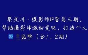 蔡汶川·摄影师IP营第三期，帮助摄影师涨粉变现，打造个人品牌（含1、2期）