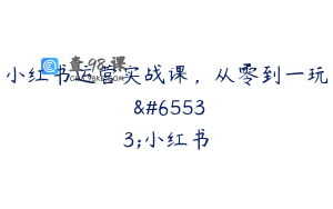 小红书运营实战课，从零到一玩��小红书