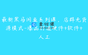 最新黑马闲鱼系列课，店群无货源模式-爆品打造硬件+软件+人工