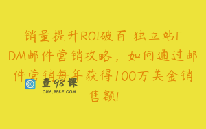 销量提升ROI破百 独立站EDM邮件营销攻略，如何通过邮件营销每年获得100万美金销售额!