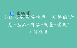 小红书电商实操班：完整的"开店-选品-内容-流量-变现"闭环体系