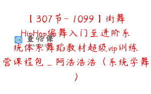 【307节-￥1099】街舞HipHop编舞入门至进阶系统体系舞蹈教材超级vip训练营课程包_阿浩浩浩（系统学舞）