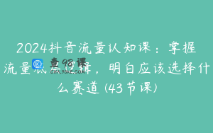 2024抖音流量认知课：掌握流量底层逻辑，明白应该选择什么赛道 (43节课)