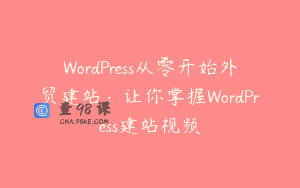 WordPress从零开始外贸建站：让你掌握WordPress建站视频
