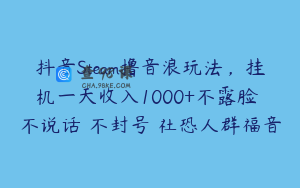 抖音Steam撸音浪玩法，挂机一天收入1000+不露脸 不说话 不封号 社恐人群福音