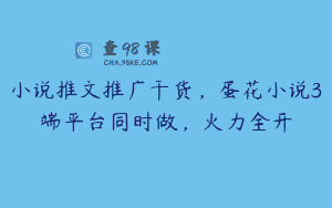 小说推文推广干货，蛋花小说3端平台同时做，火力全开