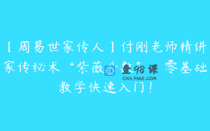 【周易世家传人】付刚老师精讲家传秘术“紫薇斗数”，零基础教学快速入门！