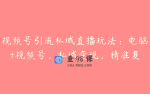 视频号引流私域直播玩法：电脑+视频号，私域变现，精准复